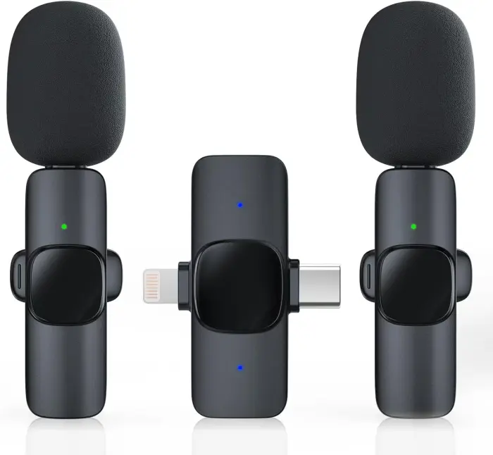 2 Pack Wireless Lavalier Microphone for iPhone/Android - Image 1