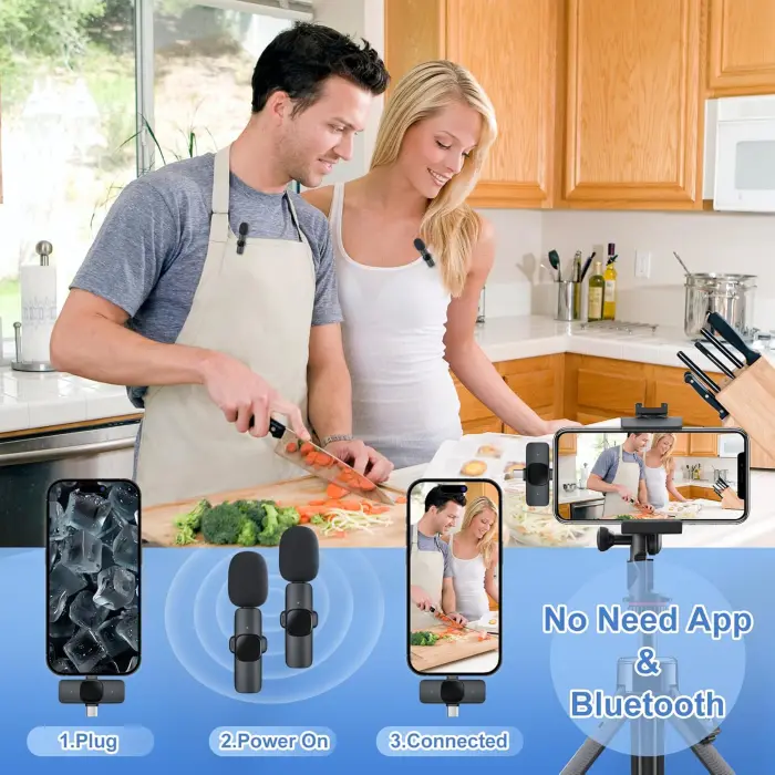 2 Pack Wireless Lavalier Microphone for iPhone/Android - Image 6