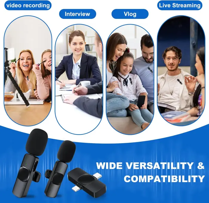 2 Pack Wireless Lavalier Microphone for iPhone/Android - Image 3