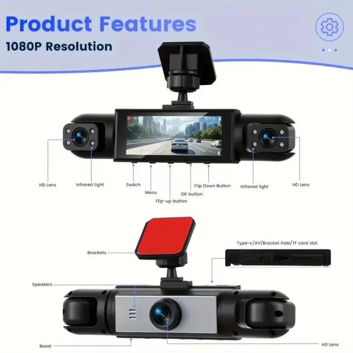 360° 1080P Dash Cam with Night Vision & Motion Detection - Image 2