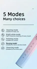 Sonic Electric Toothbrush with 5 Heads & Fast USB Charging - Image 6