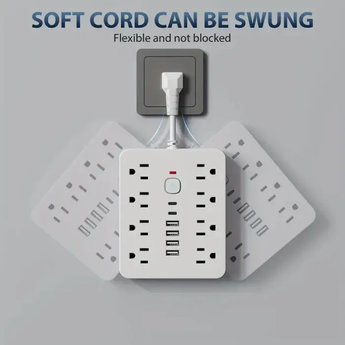 14-in-1 Heavy-Duty Surge Protector with 8 Outlets & USB Ports - Image 6