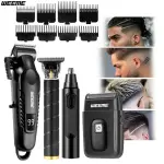 Hair clipper, beard trimmer, shaver & nose trimmer with USB charging & LED display.