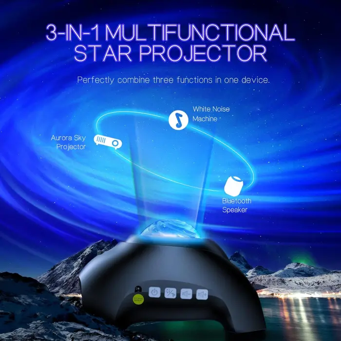 Northern Galaxy LED Aurora Projector with Remote & Bluetooth Speaker - Image 3