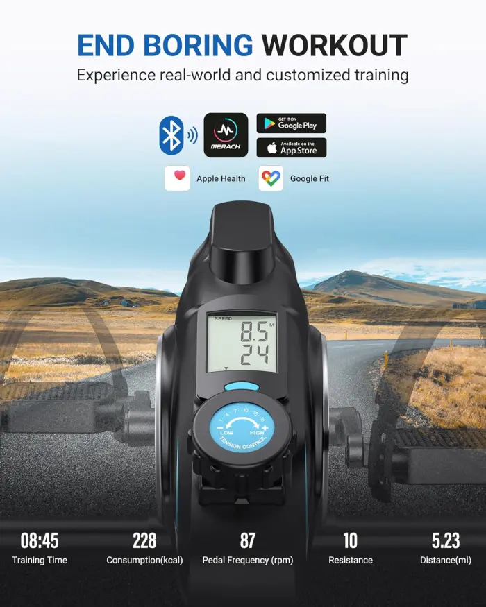 Quiet Magnetic Under Desk Bike Pedal Exerciser with App & Mat - Image 6