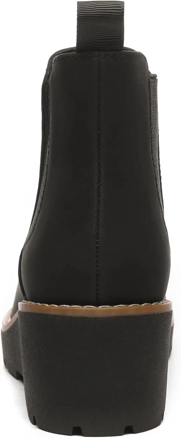 Athlefit Women's Chelsea Wedge Boots - Slip-On Ankle Booties - Image 4