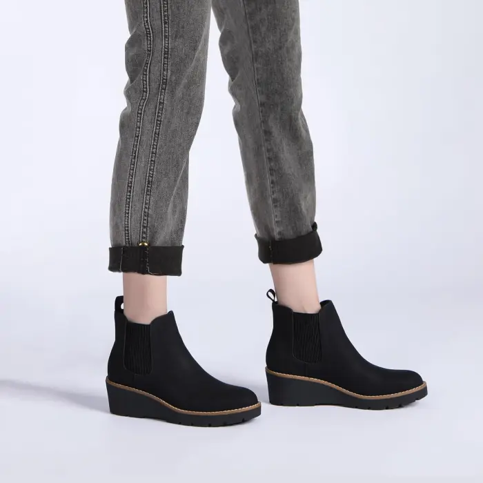 Athlefit Women's Chelsea Wedge Boots - Slip-On Ankle Booties - Image 8
