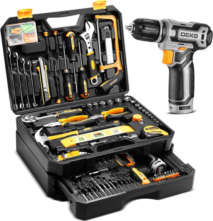 DEKOPRO 12V Cordless Drill Tool Kit Box with Storage Organizer - Image 1