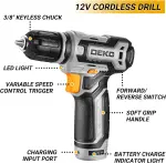 DEKOPRO 12V Cordless Drill Tool Kit Box with Storage Organizer - Image 5