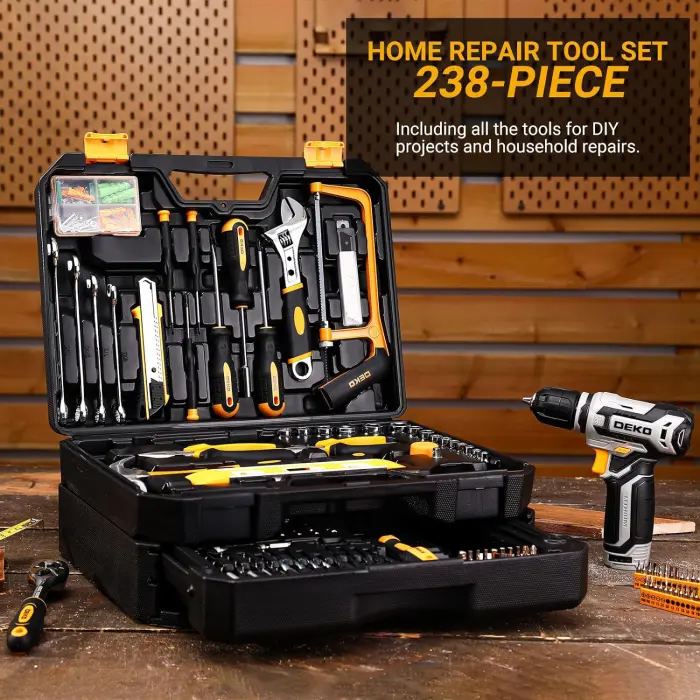 DEKOPRO 12V Cordless Drill Tool Kit Box with Storage Organizer - Image 6