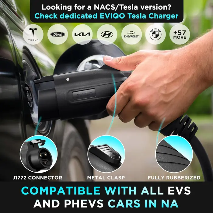 EVIQO Level 2 EV Charger, 40 Amp, Wi-Fi, 25' Cable, NEMA 14-50 - Image 4