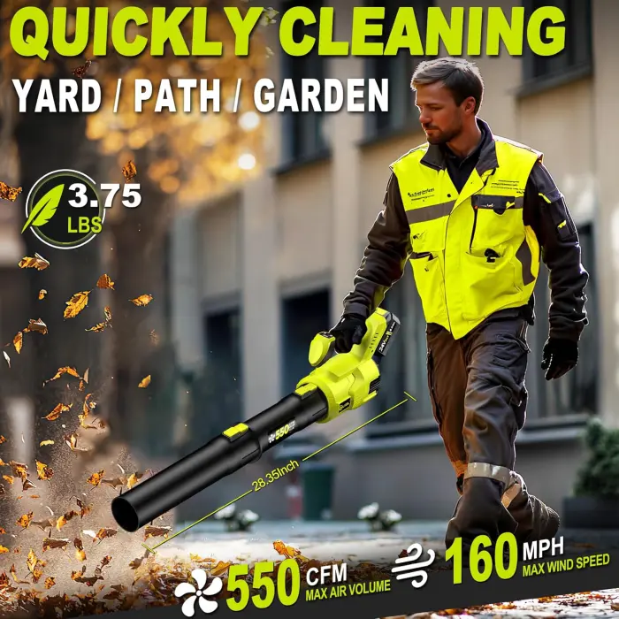 550CFM Cordless Leaf Blower with 24V Battery & Charger - Image 8