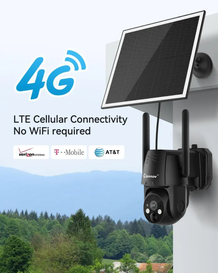 Jennov 4G LTE Solar Security Camera, 2K Night Vision, Wireless - Image 3