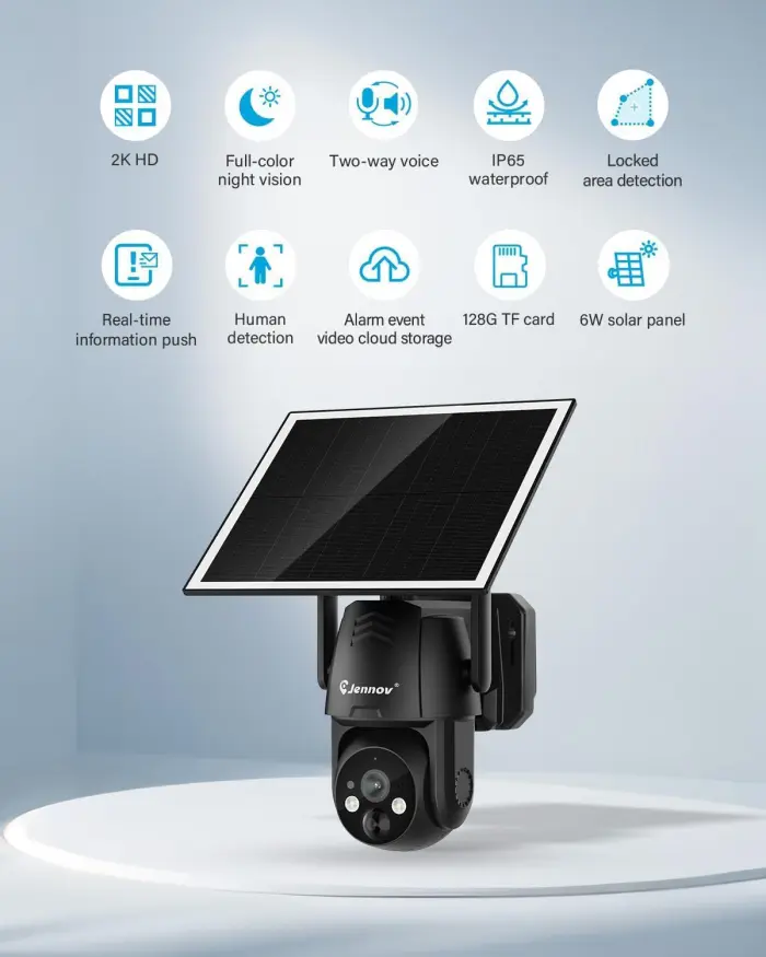 Jennov 4G LTE Solar Security Camera, 2K Night Vision, Wireless - Image 4