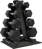 Fitvids Rubber Hex Dumbbell Set with Rack - 5-25LB Weights