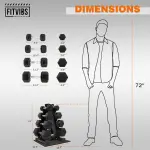 Fitvids Rubber Hex Dumbbell Set with Rack - 5-25LB Weights - Image 4