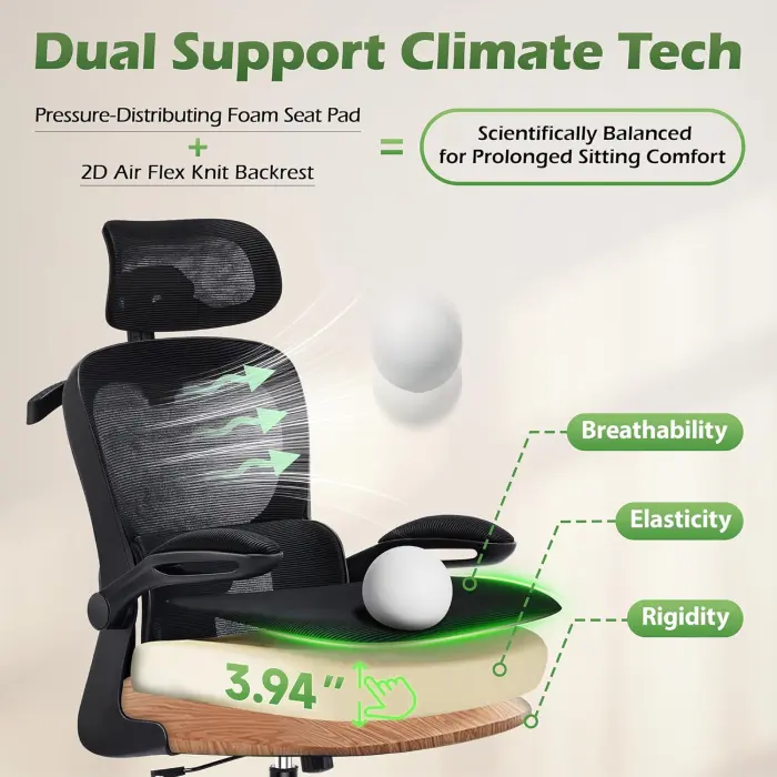 Ergonomic High Back Mesh Office Chair with Lumbar Support & Headrest - Image 6