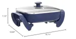 GreenLife 12" 5QT Square Electric Skillet, Glass Vented Lid, Ceramic PFAS-Free Nonstick Coated Interior, Adjustable Temperature Control, Cool Touch Handles, Quick Even Heating, Scratch Resistant, Blue - Image 2