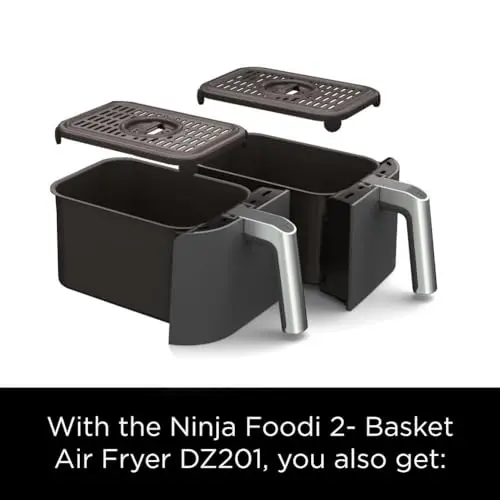 Ninja DZ201 Foodi 8 Quart 6-in-1 DualZone 2-Basket Air Fryer with 2 Independent Frying Baskets, Match Cook & Smart Finish to Roast, Broil, Dehydrate & More for Quick, Easy Meals, Grey - Image 4