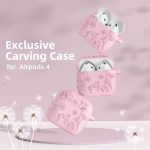 Lerobo for Airpods 4 Case Cover with Cleaner Kit, Cute Flower Engraved Silicone Protective Case Cover with Keychain Compatible with Apple Airpods 4 Case 2024 for Women and Girls, Pink - Image 9