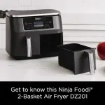 Ninja DZ201 Foodi 8 Quart 6-in-1 DualZone 2-Basket Air Fryer with 2 Independent Frying Baskets, Match Cook & Smart Finish to Roast, Broil, Dehydrate & More for Quick, Easy Meals, Grey - Image 5