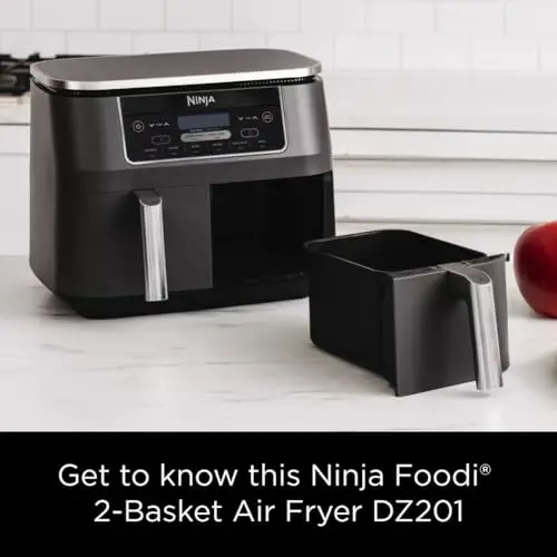 Ninja DZ201 Foodi 8 Quart 6-in-1 DualZone 2-Basket Air Fryer with 2 Independent Frying Baskets, Match Cook & Smart Finish to Roast, Broil, Dehydrate & More for Quick, Easy Meals, Grey - Image 5