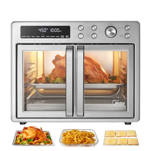 Midea Flexify French Door Toaster Oven Air Fryer Combo, 26.4 QT, Extra Large Air Fryer Countertop Oven 10-in-1 Combo, 25% Faster Cooking and 90% Less Oil, Stainless Steel - Image 3