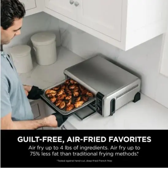 Ninja Digital Air Fry Countertop Oven, 8-in-1 Functionality, 1800W, Flip-Up Design, XL Capacity, Air Fry Basket, Wire Rack & Crumb Tray, Silver, SP101 - Image 4