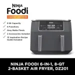 Ninja DZ201 Foodi 8 Quart 6-in-1 DualZone 2-Basket Air Fryer with 2 Independent Frying Baskets, Match Cook & Smart Finish to Roast, Broil, Dehydrate & More for Quick, Easy Meals, Grey - Image 7