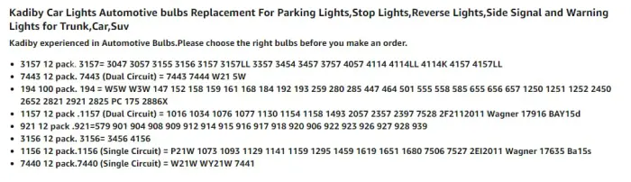 Kadiby 12 Pack 7443 Bulb 7444 T20 W21/5W 7443LL Brake/Tail Light Bulbs/Turn Signal Long Life Daytime Running Lamp(DRL) for RAV4 CR-V Civic Pilot Camry Silverado 4Runner Altima Corolla and others - Image 6