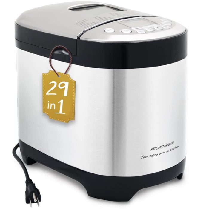 51DKZ2ToeDL KITCHENARM 29-in-1 SMART Bread Machine with Gluten Free Setting 2LB 1.5LB 1LB Bread Maker Machine with Homemade Cycle - Stainless Steel Breadmaker with Recipes Whole Wheat Bread Making Machine - Image 1