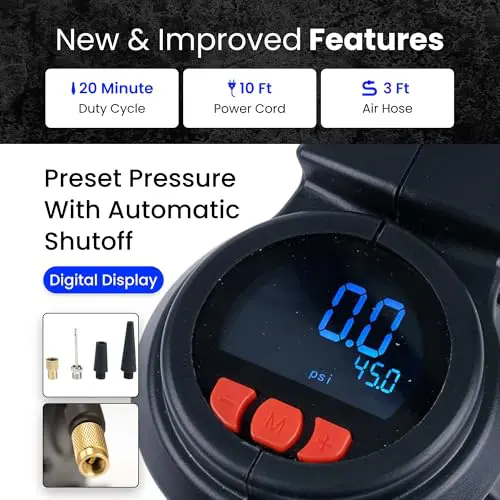 VIAIR Digital EVC85P - Portable Air Compressor Tire Inflator for Car, SUV & Truck | Preset Automatic Shut Off Feature | 12V Road Tire Pump Air Compressor 60 PSI - Image 6