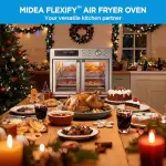 Midea Flexify French Door Toaster Oven Air Fryer Combo, 26.4 QT, Extra Large Air Fryer Countertop Oven 10-in-1 Combo, 25% Faster Cooking and 90% Less Oil, Stainless Steel - Image 4