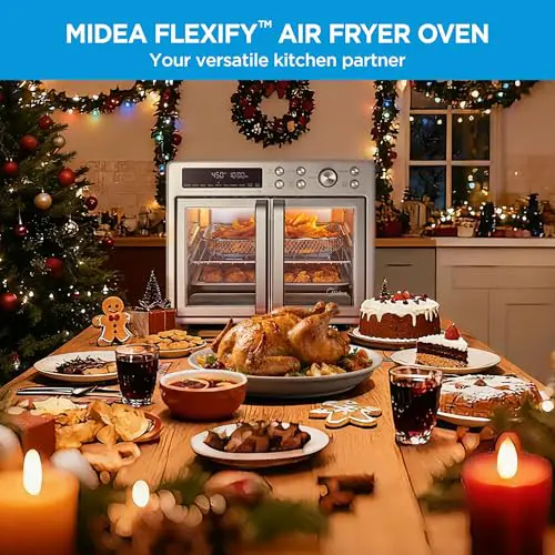 Midea Flexify French Door Toaster Oven Air Fryer Combo, 26.4 QT, Extra Large Air Fryer Countertop Oven 10-in-1 Combo, 25% Faster Cooking and 90% Less Oil, Stainless Steel - Image 4