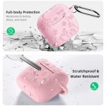Lerobo for Airpods 4 Case Cover with Cleaner Kit, Cute Flower Engraved Silicone Protective Case Cover with Keychain Compatible with Apple Airpods 4 Case 2024 for Women and Girls, Pink - Image 8