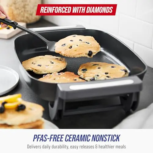 Blue Diamond 7QT 5-in-1 Extra Large Electric Skillet, Healthy Ceramic Nonstick Interior, Non-Toxic PFAS-Free, Temperature Control, Stay Cool Handles, Easy Clean, Graphite - Image 9