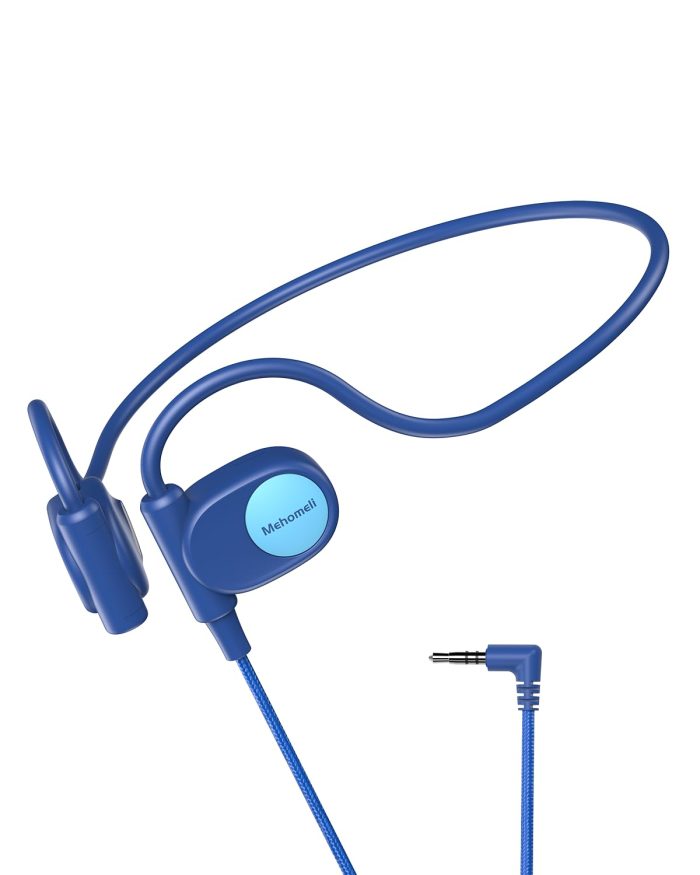 Mehomeli Kid Headphones for School, Air Conduction Open Ear Headphones, 3.5mm Jack Wired Cord, Ultra-Comfort, Ergonomic and Lightweight Design Perfect for School and Outdoor Activities-Blue - Image 1