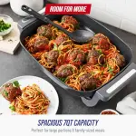 Blue Diamond 7QT 5-in-1 Extra Large Electric Skillet, Healthy Ceramic Nonstick Interior, Non-Toxic PFAS-Free, Temperature Control, Stay Cool Handles, Easy Clean, Graphite - Image 7