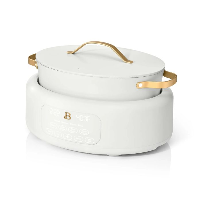 Beautiful 10-in-1 Electric Multi-Cooker by Drew Barrymore, 6-quart, digital display, 10 cooking functions, non-stick pot, easy one-touch control (White Icing) - Image 2