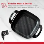 Holstein Housewares 12-Inch Electric Skillet - 1400W Electric Pan with Adjustable Temperature Control, PFOA-Free Non-Stick Coating, Cool-Touch Handles, Multi-Function Cooker, Red - Image 6