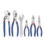 WORKPRO Large Pliers & Wrench Set 6-Piece (10" Water Pump, 10" Slip Joint, 8" Long Nose, 8" Linesman, 6" Diagonal, 8" Adjustable Wrench) for DIY & Home Use, W001329A