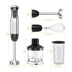 Bonsenkitchen 4-in-1 Immersion Blender Handheld, 20 Speeds Hand Blender with Turbo Mode, Stainless Steel Blade, Egg Whisk, Beaker & Chopper Bowl, Stick Mixer for Soup, Smoothie, Puree, Baby Food - Image 2