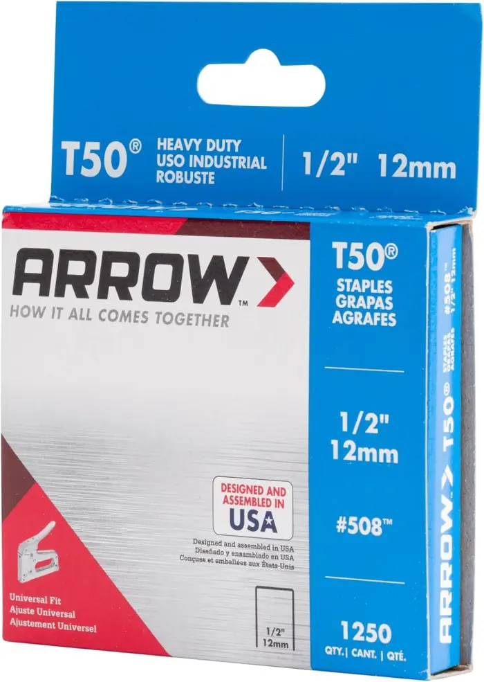 Arrow 508 Heavy Duty T50 1/2-Inch Leg Length, 3/8-Inch Crown, Staples for Upholstery, Construction, Furniture, Crafts, 1250 Count(Pack of 1) - Image 7