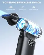 Electric Compressed Air Duster Cordless: 60 MPH High Wind Speed Mini Air Blower for Electronics Portable Computer Cleaner Hand Keyboard Cleaning Powerful Duster for Car, Fans and Other Sences - Image 7