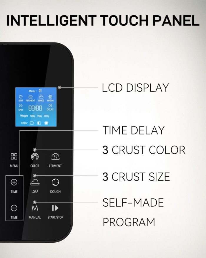 MERIOR 25-IN-1 Bread Maker with Visible Lid | 2lb Automatic Machine, Auto Nut Dispenser, 13-Hour Delay Timer, One-Touch Control & Recipes – Easy Operation, High Success for Homemade Bread - Image 5