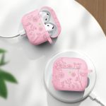 Lerobo for Airpods 4 Case Cover with Cleaner Kit, Cute Flower Engraved Silicone Protective Case Cover with Keychain Compatible with Apple Airpods 4 Case 2024 for Women and Girls, Pink - Image 2