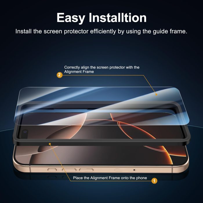 NEW'C 3 Pack Designed for iPhone 17/17 Pro,iPhone 16 Pro Screen Protector (6.3 inches), Enhanced Tempered Glass Protection with easy installation tool included, Case Friendly - Image 6