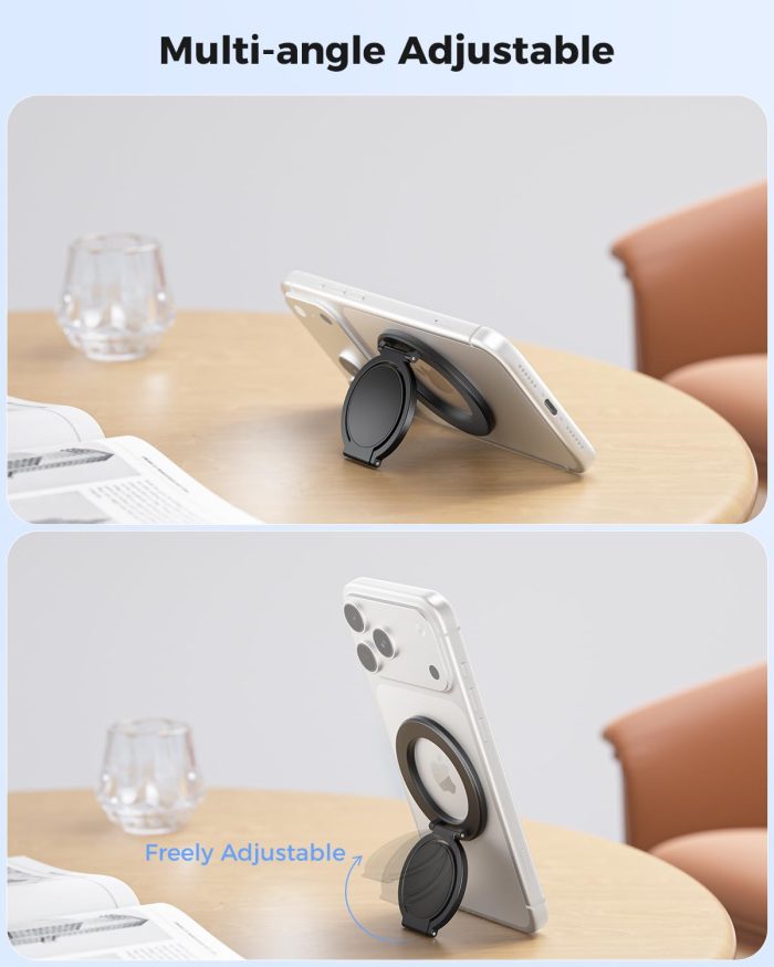 SUPERONE Magnetic Ring Holder for MagSafe Dual-Side Magnetics, Removable Gym Phone Grip with Kickstand for iPhone 17/16/15/14/13/12/ Series MagSafe Case All Phones Compatible with Magnetic Car Mount - Image 7