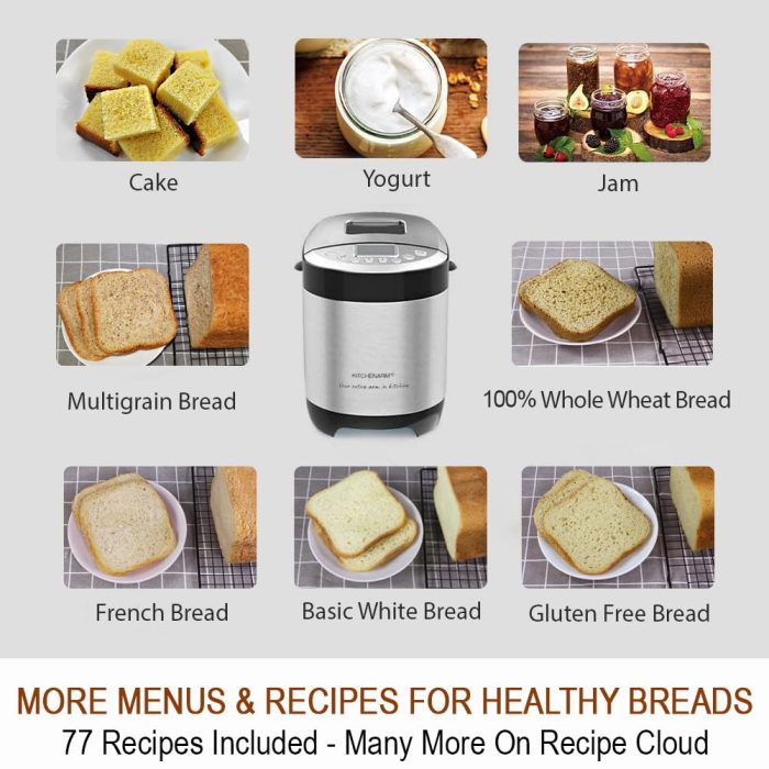 KITCHENARM 29-in-1 SMART Bread Machine with Gluten Free Setting 2LB 1.5LB 1LB Bread Maker Machine with Homemade Cycle - Stainless Steel Breadmaker with Recipes Whole Wheat Bread Making Machine - Image 4