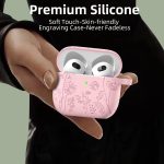 Lerobo for Airpods 4 Case Cover with Cleaner Kit, Cute Flower Engraved Silicone Protective Case Cover with Keychain Compatible with Apple Airpods 4 Case 2024 for Women and Girls, Pink - Image 3